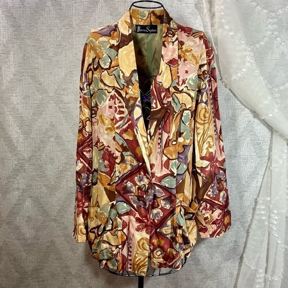 Vintage Barrie Stephens abstract floral print oversized boyfriend blazer - Picture 1 of 8